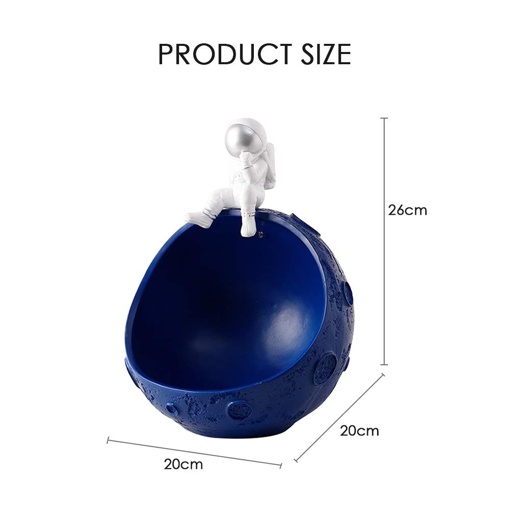 YXCKG Svuotatasche Moderno Design, Svuota Tasche da Ingresso, Vassoio per la Decorazione, Ciotole Decorative per Soggiorno tavolino Portico, Nordic Desktop Decor Key Bowl-Astronaut Half Moon Model