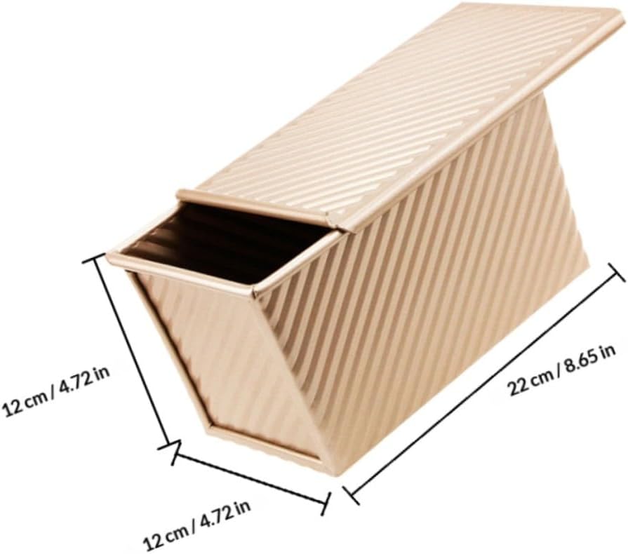 2pcs Carbon Steel Bread Pan with Lid Nonstick Loaf Mold for Baking Toast Household Bread Making Tools with Slide Cover for Oven Use