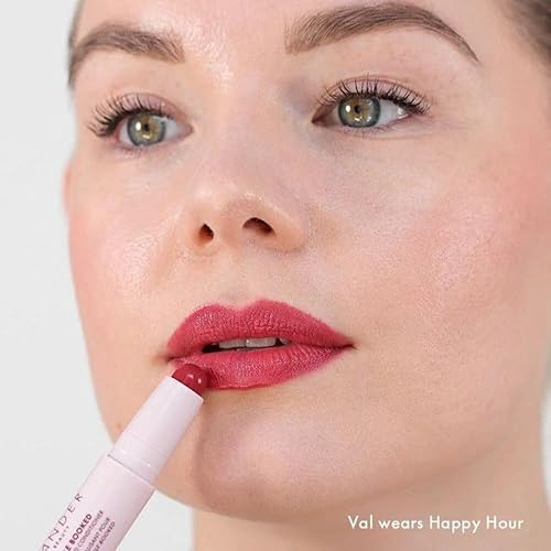 Miniatura 6 de Wander Beauty Bálsamo labial vegano y tinte labial natural, crema de labios y acondicionador de doble libro, bálsamo labial teñido vegano para