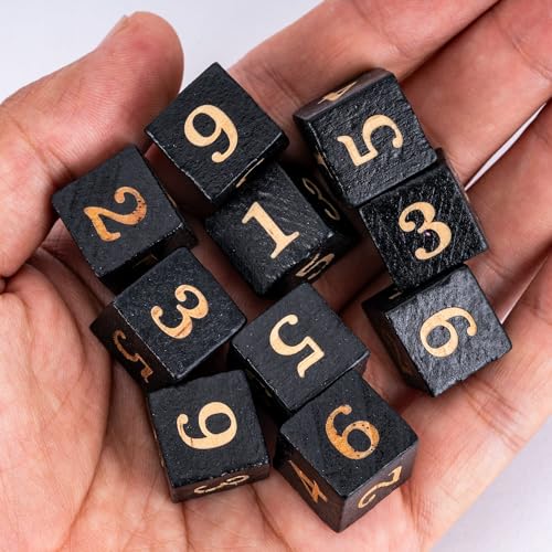 HDdais 10Pcs D6 Dice Set 16mm Wooden Standard 6 Sided Dice Set with Square Corner for D&D, RPG,Table Board Game or Teaching Math