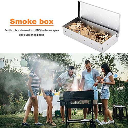 RoseFlower Räucherbox, Edelstahl BBQ Smoker box für Gas-, Kohle- und Elektrogrill - Grill zubehör räucherchips für aromatischer Rauchgeschmack im Fleisch - mit praktischem Klappdeckel 3