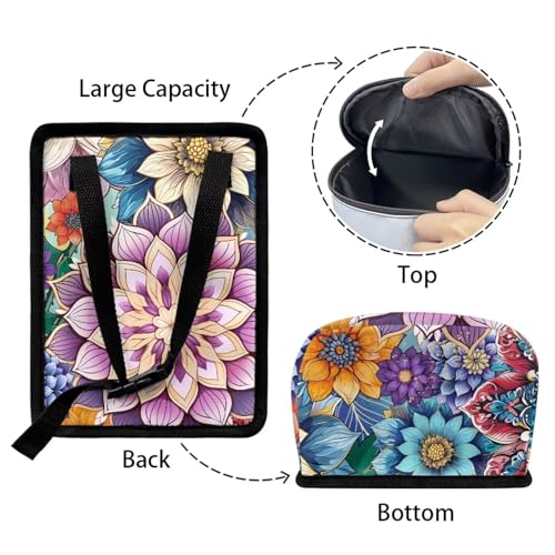 Image of Bright Blossom Flower Car Trash Can Hanging Garbage Bags for Back Seat,Durable Large Capacity Automotive Garbage Bin Rubbish Storage Bag for Travel,Picnic