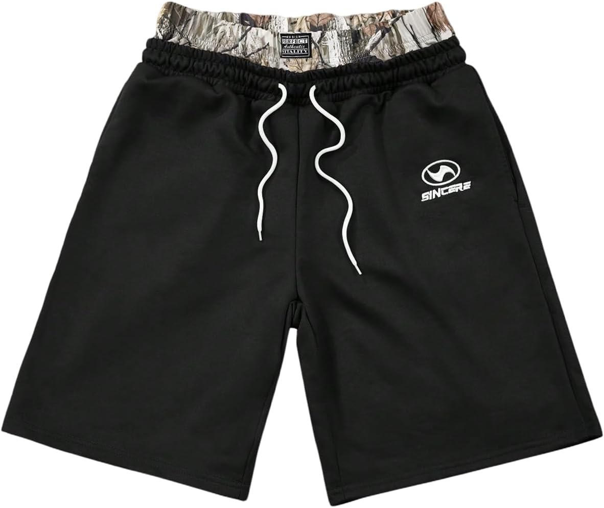 VIPWOLF Men's Y2K Drippy Shorts Distressed Washed Graphic Baggy Track Shorts Gym Workout Jogger Vintage Streetwear