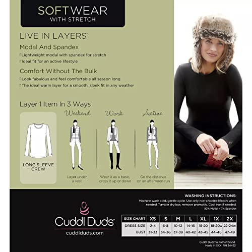 Image of Cuddl Duds Women's Softwear with Stretch Long Sleeve Crew Neck Top -Layering Top with Smooth Fabrication, Body-Hugging Fit