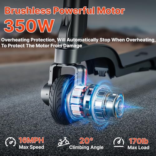 Elektrische Step voor Volwassenen met Afneembare Batterij,Elektrische scooter Adult,350W motor,25km lange afstand, maximale snelheid 25 km/u,3 snelheden,app-bediening,dubbele rem,5,5" stevige band - Afbeelding 5