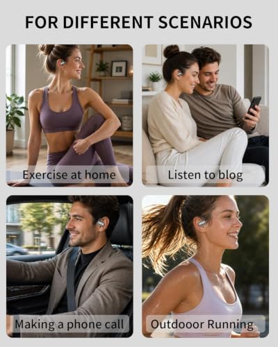 Image of Open Ear Earbuds - 80Hrs Playtime with LED Display,OWS Open Ear Headphones with Real Time Translation,IPX7 Waterproof & Touch Control,Over Ear Earbuds with Ergonomic Earhook for Running,Cycling,Sports