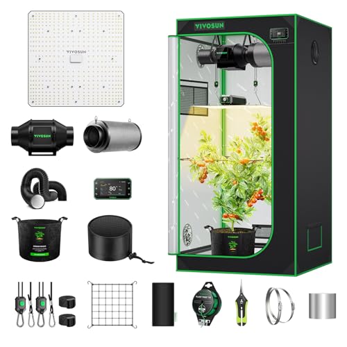 VIVOSUN Smart Grow Tent Kit 2.7 × 2.7ft WiFi-Integrated Automatic Complete Grow System with Full Spectrum LED Grow Light, Efficient Ventilation System with GrowHub E42A+ Controller