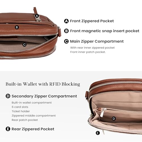 Image of befen Genuine Leather Crossbody Bags for Women, RFID Leather Purses