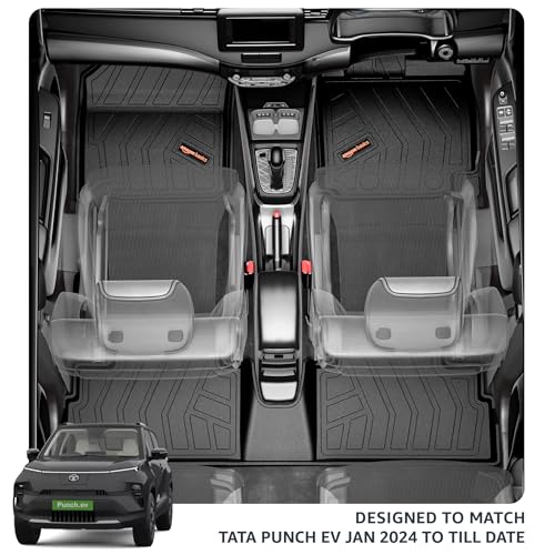 Image of Amazon Basics - 5D Car Floor Mats for Tata Punch EV (Jan 2024-Present) | Black | All-Weather Protection | Custom Fit