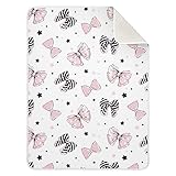 KICPOAY Swaddle Blanket for Pink and Black Bow Baby Receiving Blanket Muslin Baby Swaddles Soft Cotton Breathable Nursery Blankets for Unisex Boys and Girls 30x40 Inch