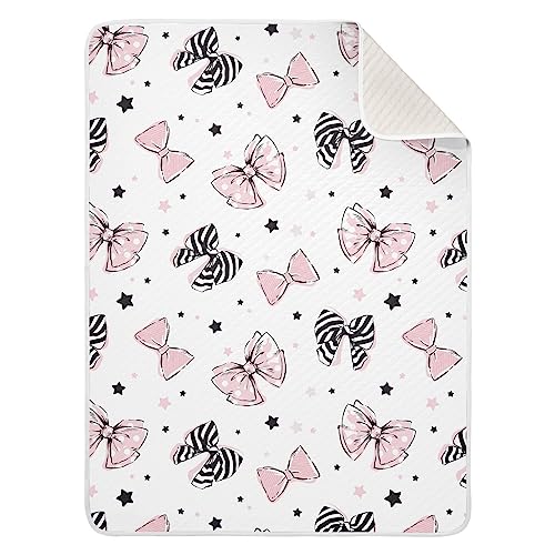 Image of Swaddle Blanket for Pink and Black Bow Baby Receiving Blanket Muslin Baby Swaddles Soft Cotton Breathable Nursery Blankets for Unisex Boys and Girls 30x40 Inch