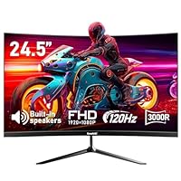 24.5 Inch Gaming Curved Monitor Built-in Speakers, 3000R 120Hz Full HD 1080P, HDMI 2.0, VGA, Wall Mount Compatible 75 * 75mm