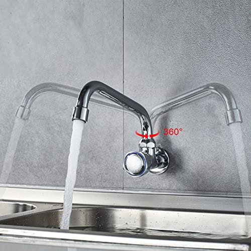 Ibergrif-M18654-Ballet-Cocina-de-Solo-Agua-Frio-Grifo-Giratorio-de-Pared-Cromo-Plata