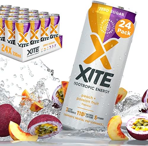 XITE Energy Drink 24x 330ml (Original, 24 Pack) Made Healthy, Not Boring I Natural Caffeine & Flavours I Zero Sugar, Zero Colours, Preservatives or Taurine I Ginseng, Vitamins & Nootropics I Vegan