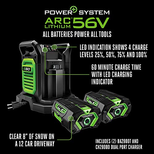 EGO Power+ 21" Electric Snow Blower, Gray/Black, Cordless Steel Auger, Includes (2) 56V 5.0Ah Batteries and Dual Port Charger, SNT2112 - image 9