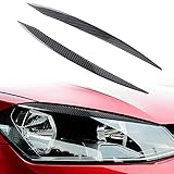 curboom Car Headlight Cover Eyebrow Decal Compatible with VW Golf 7 MK7 GTI GTD R Rline 2013-2019 Carbon Fiber Eyelids Overlay Trim Golssy Black Brow Sticker 1 Pairs Eye Lids Exterior Decoration
