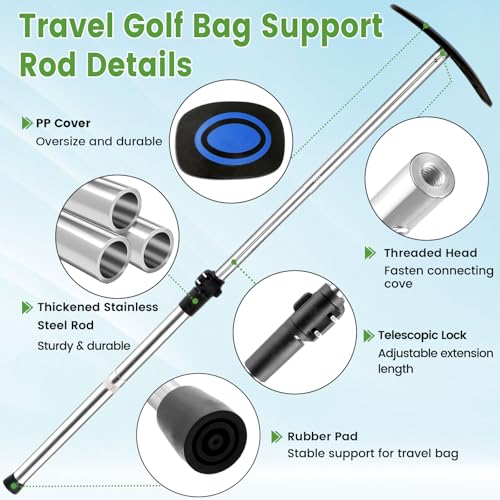 Greeily Golf Travel Bag Support Rod, 33"-60" Golf Club Travel Protector Stick Telescopic Adjustable Airlines Stiff Arm Club Protector Stainless Steel Pole - image 3
