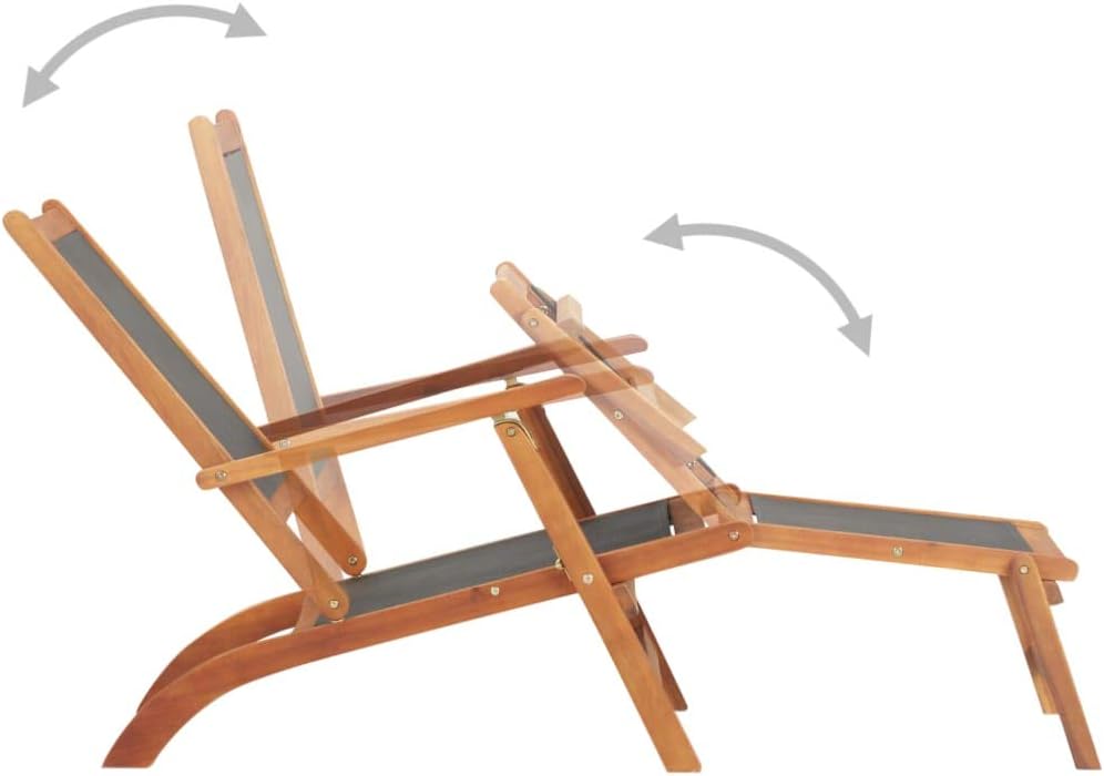 Outdoor Wood Lounge Chaise,Patio Lounger for Pool Beach Sun Tanning Chair,Outdoor Bed, Solid Acacia Wood and Textilene