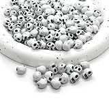 300PCS Halloween Skull Beads for Jewelry Making, White Beads for Necklaces Bracelets Stuff Accessories, Funny Resin Beads for Key Chains for Women Men