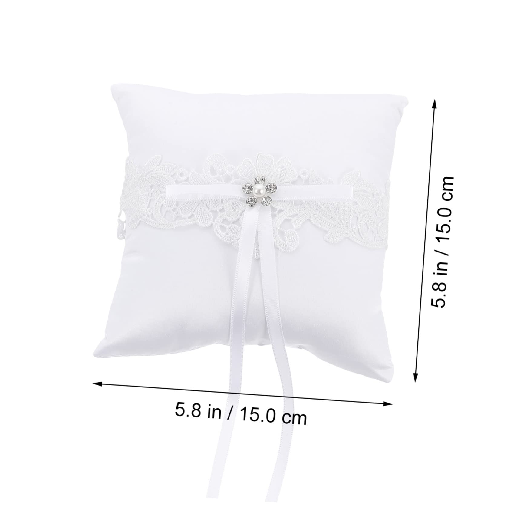 COLLBATH Romantic Ring Pillow Lace Ring Setting Wedding Ring Pillow Holder Bows Ribbon for Bridal
