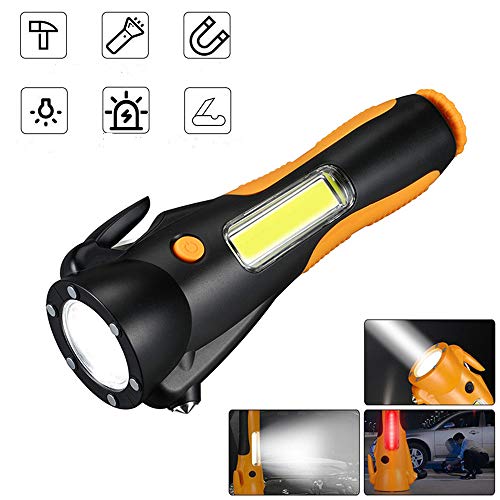 VISLONE Multifunción COB LED Linterna Seguridad Linterna de Emergencia Super Brillante para Acampar Senderismo Mochilero Pesca (Negro)