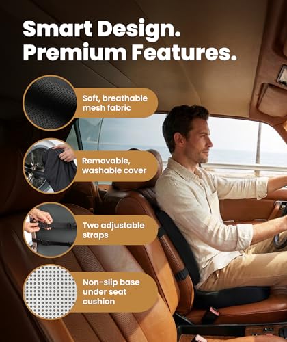 Image of Everlasting Comfort Doctor Recommended Memory Foam Seat Cushion for Office Chairs & Car - Ergonomic Office Desk Accessories - Cushions for Tailbone Pain Relief, Sciatica (Black Airflow Lumbar, Large)