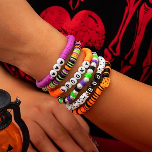 Christmas Bracelet for Women Elastic Stackable Letter Christmas Bracelets Bulk Clay Bead Bracelet Xmas Heishi Surfer Bracelets Set Y2K Party Jewelry Holiday Gifts2