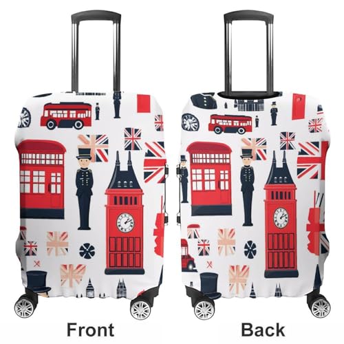 England Symbols Print Luggage Cover Suitcase Protector Travel Baggage Covers for Men Women S3