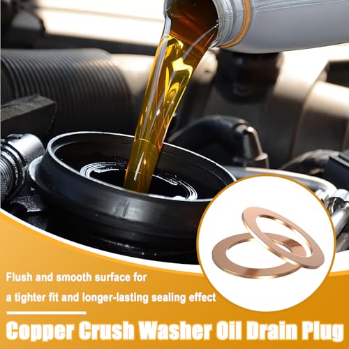 Image of 15 PCS Oil Drain Plug Gasket, 14mm Copper Oil Crush Washer Seals, Copper Oil Drain Plug Washer Gaskets, OEM PN 007603-014106, Replacement Fit for Mercedes Oil Crush Washer