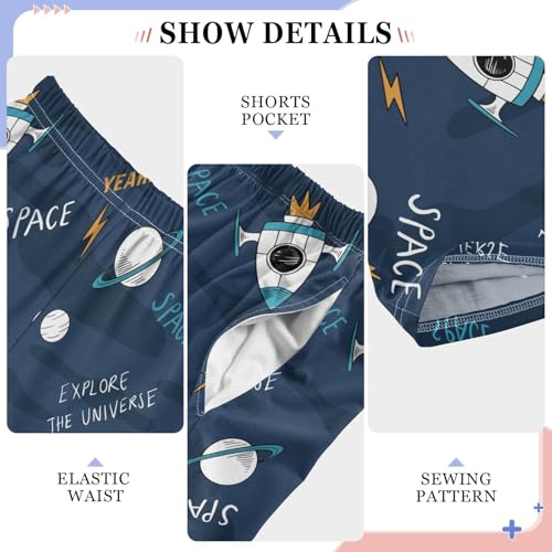 ZZXXB Universe Space Rocket Boys Long Pants Soft Trousers Elastic Waist Kids Lounge Bottoms with Pockets S-XL4