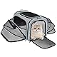 Transportbox Katze,Faltbarer Transporttasche Katze und Hund,Atmungsaktive und Faltbare Hundebox,Katzentransportkäfig mit Abnehmbarer Plüschmatratze,Erweiterbar Katzenbox für 2 Katzen Hund Welpen