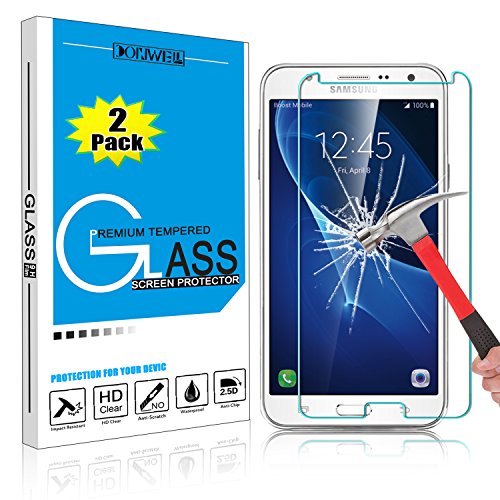 [ 2 Pack ] DONWELL Galaxy J7 2017 Tempered Glass Screen Protector Friendly Bubble Free Ultra Slim Thin Anti Scratch Cover for Samsung Galaxy J7 Sky pro / J7 V / J7 Perx/SM-J730F 5.5