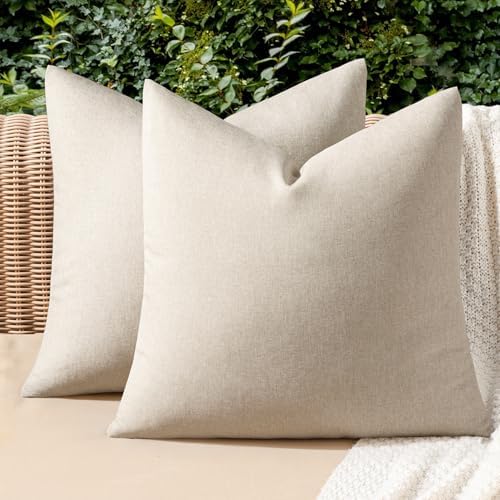 MIULEE Pack of 2 Decorative Outdoor Solid Waterproof Throw Pillow...
