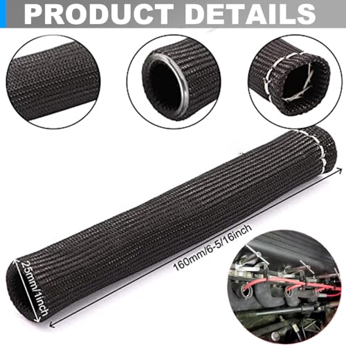 2500° Spark Plug Wire Heat Shield 8 PCS Spark Plug Heat Sleeve 6 Inches Spark Plug Wire Boots Protection Insulator Cover Wrap for LS1 / LS2 Sbc BBC 350 454 Car Truck, Black