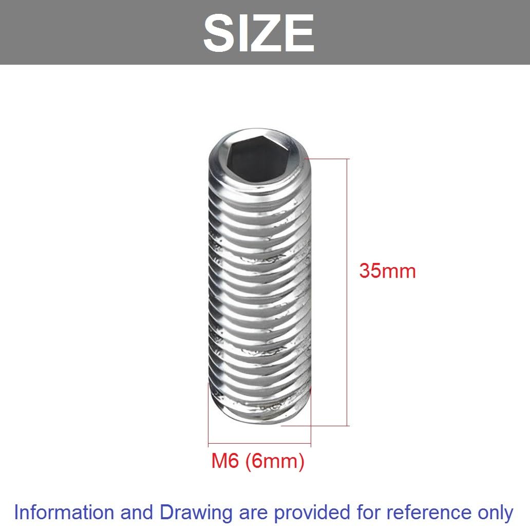 TERF® M6 X 35mm Allen Head Hex Socket Grub Screws Cup Point Stainless Steel A2 (304) Grub Screw M6 (6mm) X 35mm Allen Key Internal Hexagonal Socket Bolts - Image 3