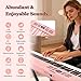 Costzon 61 Key Folding Piano Keyboard, Electric Digital Piano Keyboard with Lighted Keys, MIDI, Headphones, Sustain Pedal & Carrying Bag, Portable Keyboard Piano for Beginners Adults (Pink)