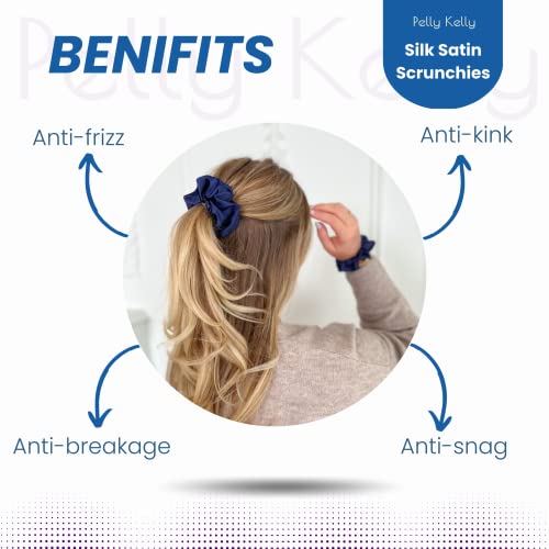 Image of Satin Scrunchies Hair Bands for Women | No-Damage Elastic Hair Ties for Ponytails & Buns | Fluffy & Stylish Rubber Bands | Large Size | Pack of 5