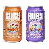 Ruby Hibiscus Organic Sparkling Water Blood Orange & Concord Grape Bundle - Sweetened w/Organic Frui