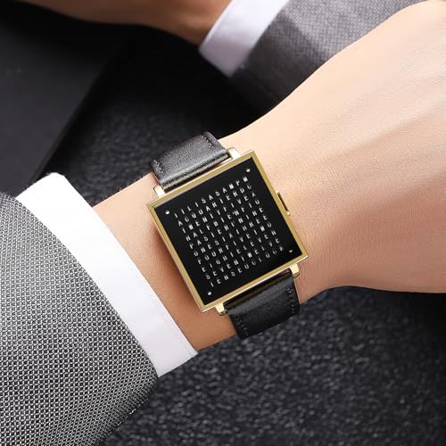 Image of Gosasa Square Men's Luxury Watches Fashion Creative Multifunctional Waterproof Wristwatch, Stainless Steel or Gold and Silver - Toned Leather Strap Gifts for Men