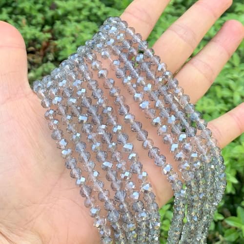 Image of 200pcs Czech Faceted Rondelle Crystal Glass Beads 6mm Bulk Silver Champagne
