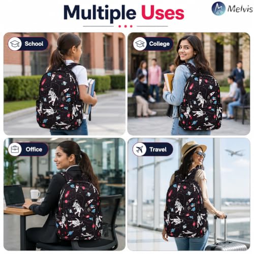 Image of MELVIS 20L Water Resistant Backpack with Bottle Compartment | Lightweight Travel & School Bag for Men, Women & College Students | Trendy Laptop Backpack for Daily Use