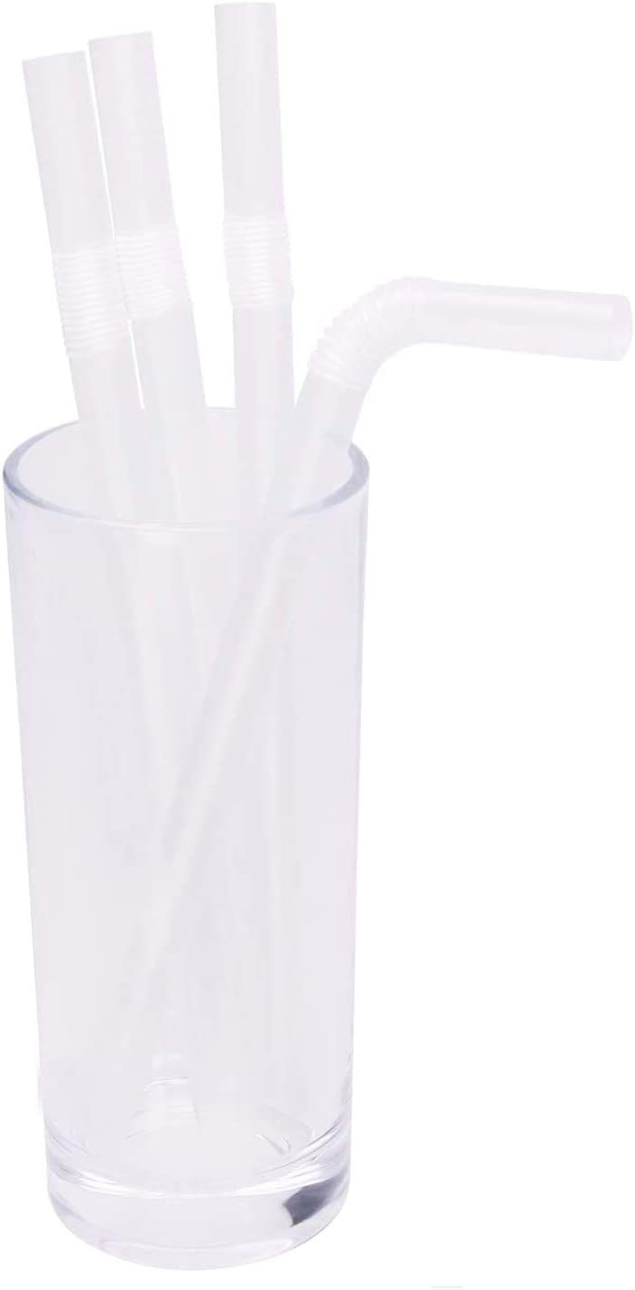 Mini Skater 8.26 inch Plastic Clear Thick Drinking Straws Individually Wrapped PP Material Flexible Drinks Straws for Milkshake Bubble & Boba Tea Soda Smoothies,Pack of 100