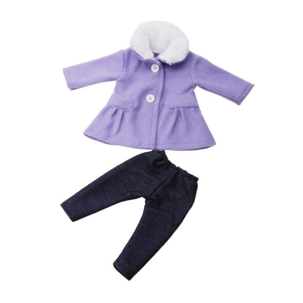 DUORUI Doll Clothes Dress Winter Outfit Coat with Plush Collar Pants for American Girl Doll 18 inch