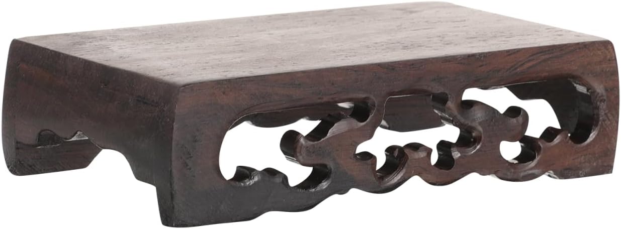 Amosfun Carved Wooden Display Stand 4.33 X 2.36 X 1.18 Inch Rectangular Plant Pedestal Vase Base for Bonsai Buddha Statue Home Decor