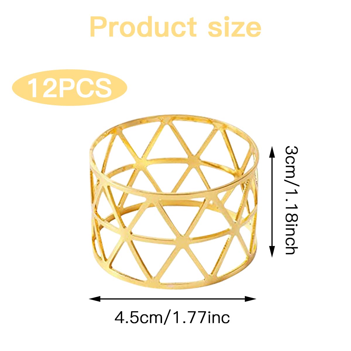 UptVin Portatovaglioli In Oro - Set 12 Anelli Per Tovaglioli Per Matrimoni, Feste E Decorazioni - Foto 4