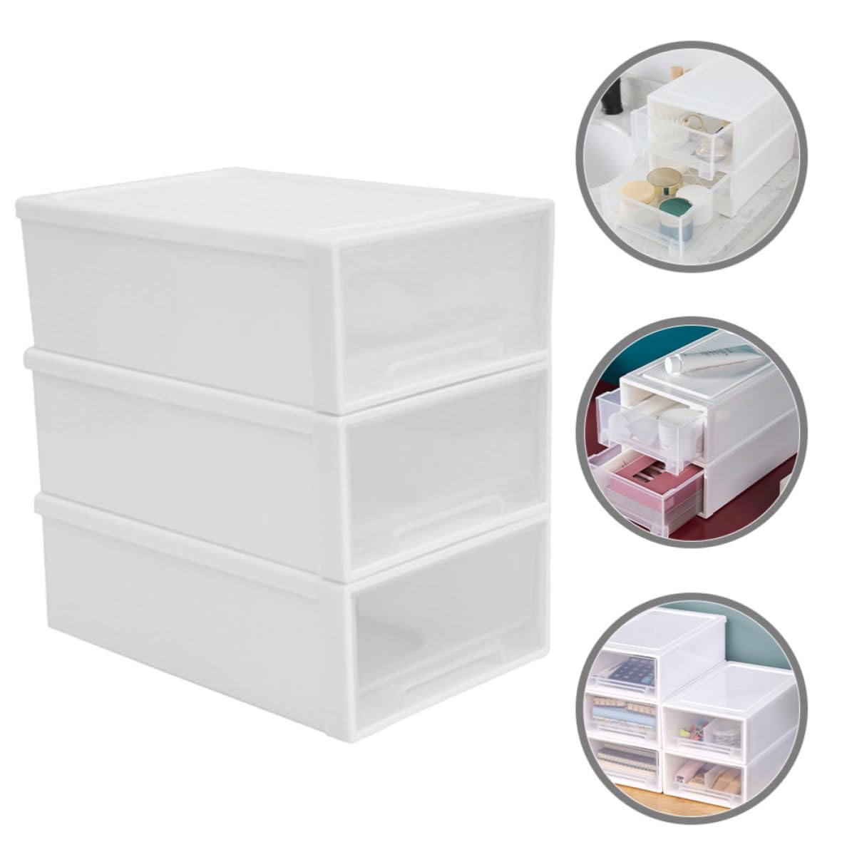 Organizador de Escritorio Apilable 3 Cajones Caja de Almacenamiento de Plástico PP Diseño Elegante y Multifuncional para Maquillaje y Joyas en Casa