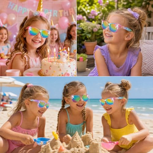 Image of 3 Pairs Kids Sunglasses Girls,UV Protection Sunglasses Toddler Eyewear for Party Favors Beach Glasses Age 3-12