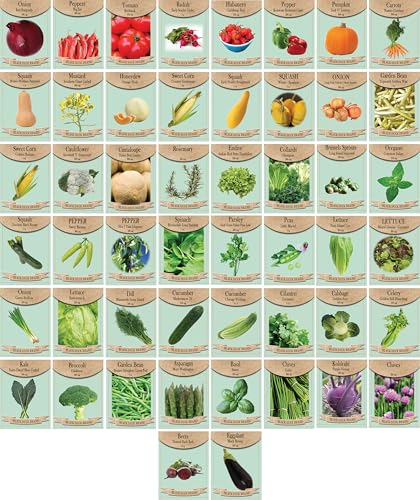 Set of 50 Premium Variety Herbs and Vegetables - Deluxe Garden Choices for Premium Gardening! (50 Variety Premium Garden Vegetable)