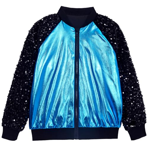 Boys Sequin Jackets Trendy Sparkle Sleeve Bomber Varsity for Kids Glitter Birthday Jacket Coat Shiny Boy Clothes