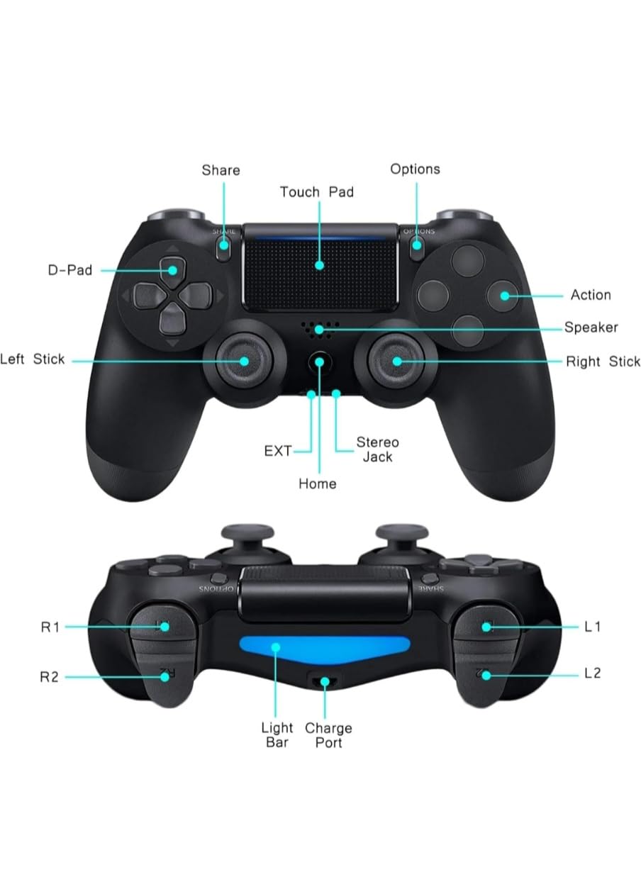 Me2u Wireless Controller for PS-4, Compatible with PS-4 Slim/Pro, Black